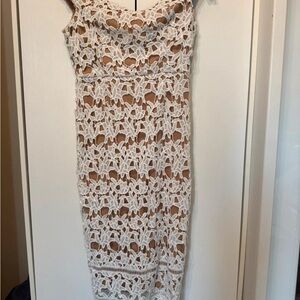 Boohoo White Lace Midi Dress